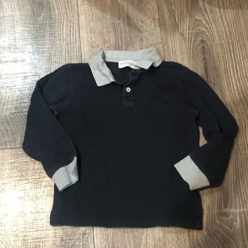 Moncler Kids Polo Shirt Size 5 Black/Grey Kids Polo Shirt